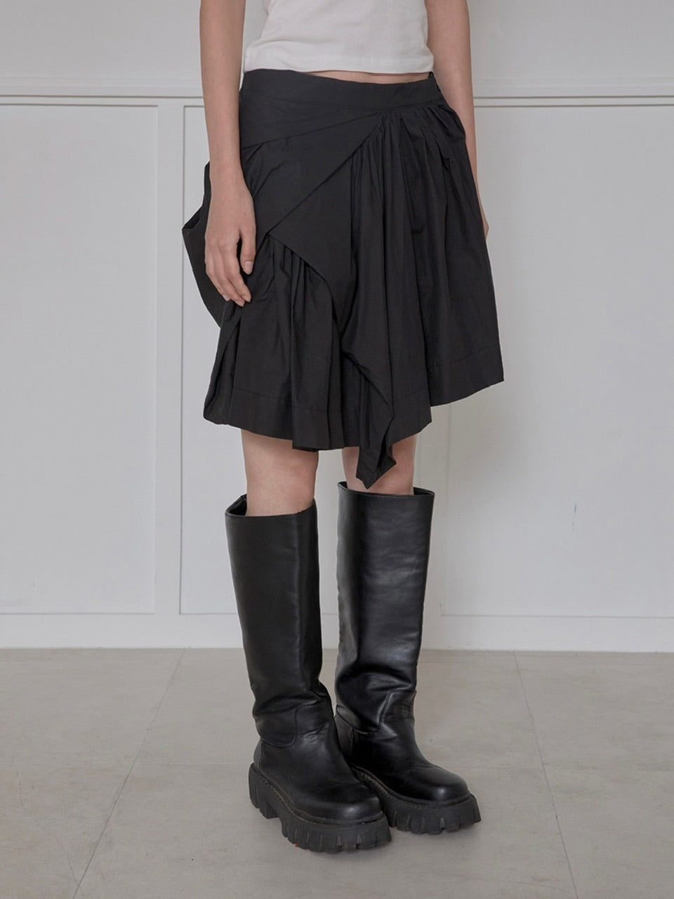 【FLAREUP】Asymmetrical Draped Layered Skirt