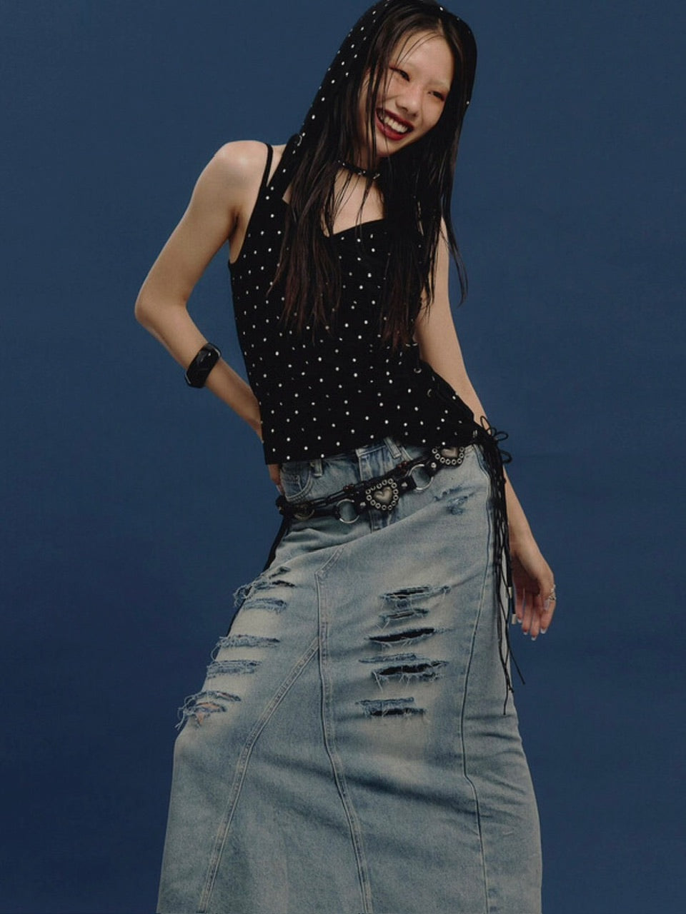 【NOT KNOWING】Eyelet Lace Up CAMI Hoodie / 【ノットノーイング】アイレットレースアップキャミパーカー