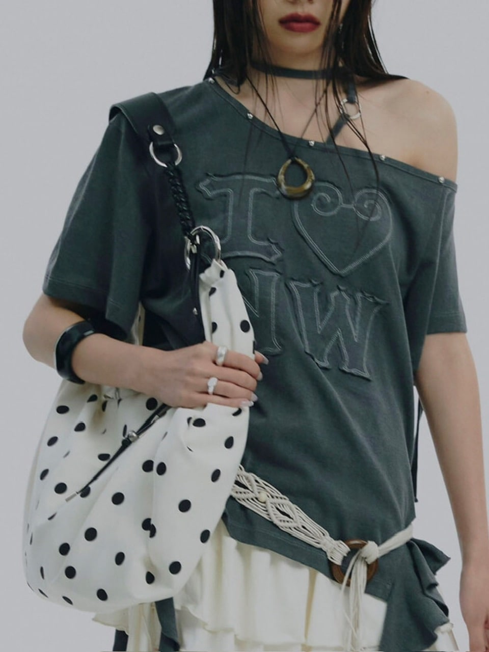 【NOT KNOWING】Braided Dot Shoulder Bag / 【ノットノーイング】ブレイデッドドットショルダーバッグ