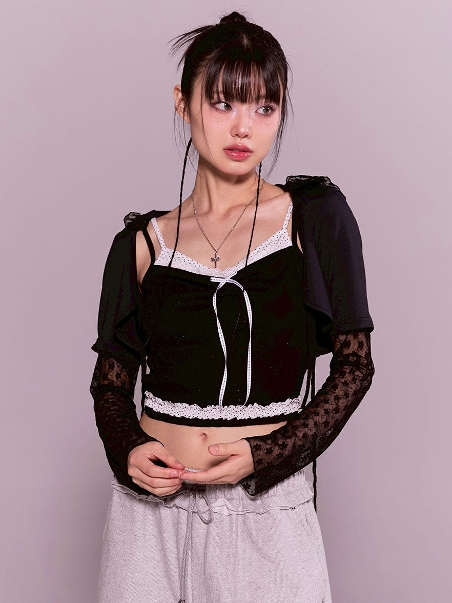 【CHERRYQUIRI】frill layered lace hoody cd