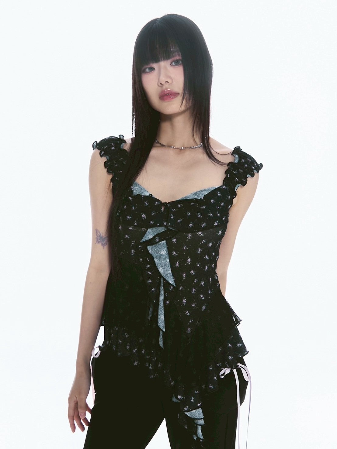 【CHERRYQUIRI】misty ruffle layered sleeveless