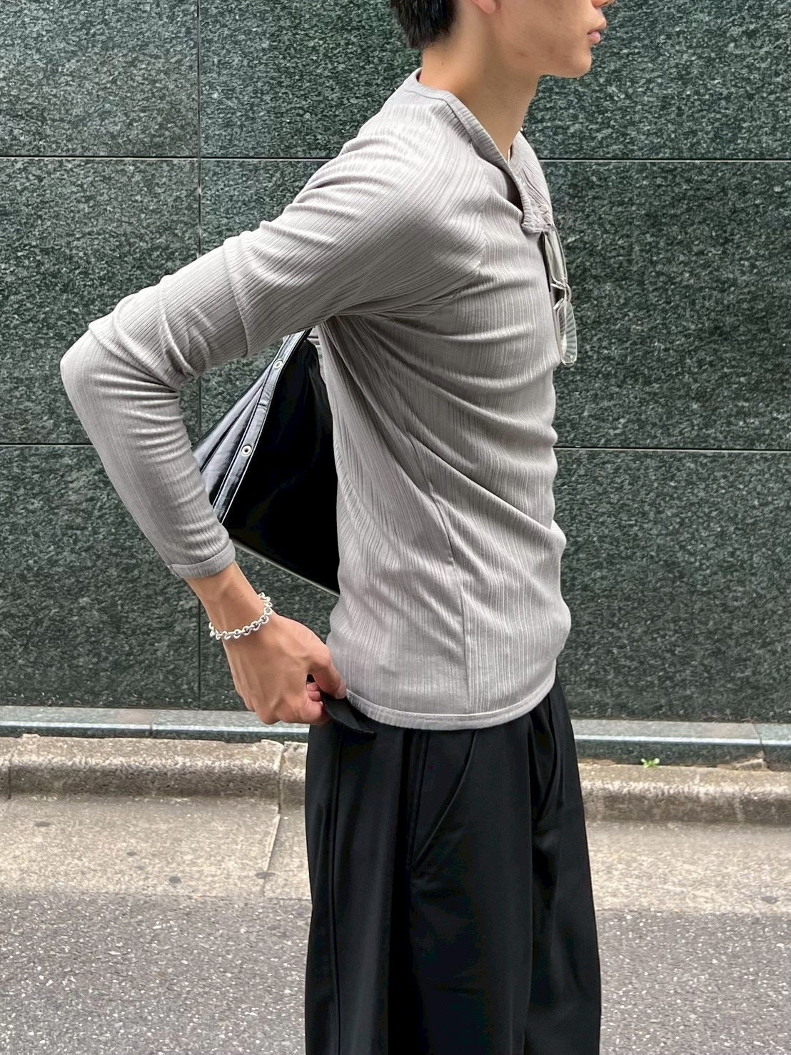 東京店WEB限定受注制【Chikashitsu +】snap rib henley neck tee / 【チカシツプラス】スナップリブヘンリーネックTシャツ (4color)