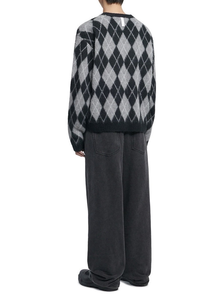 【NOMANUAL】ARGYLE HAIRY CARDIGAN