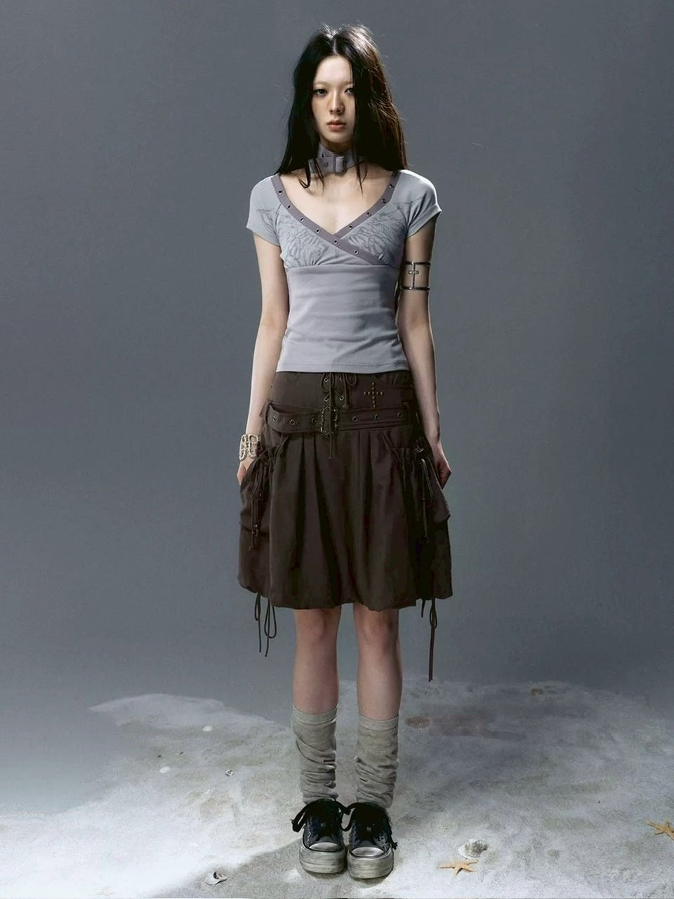 【Cest Nous】Distressed Canvas Sneakers / 【セヌー】ダーティーデニムキャンバス厚底スニーカー