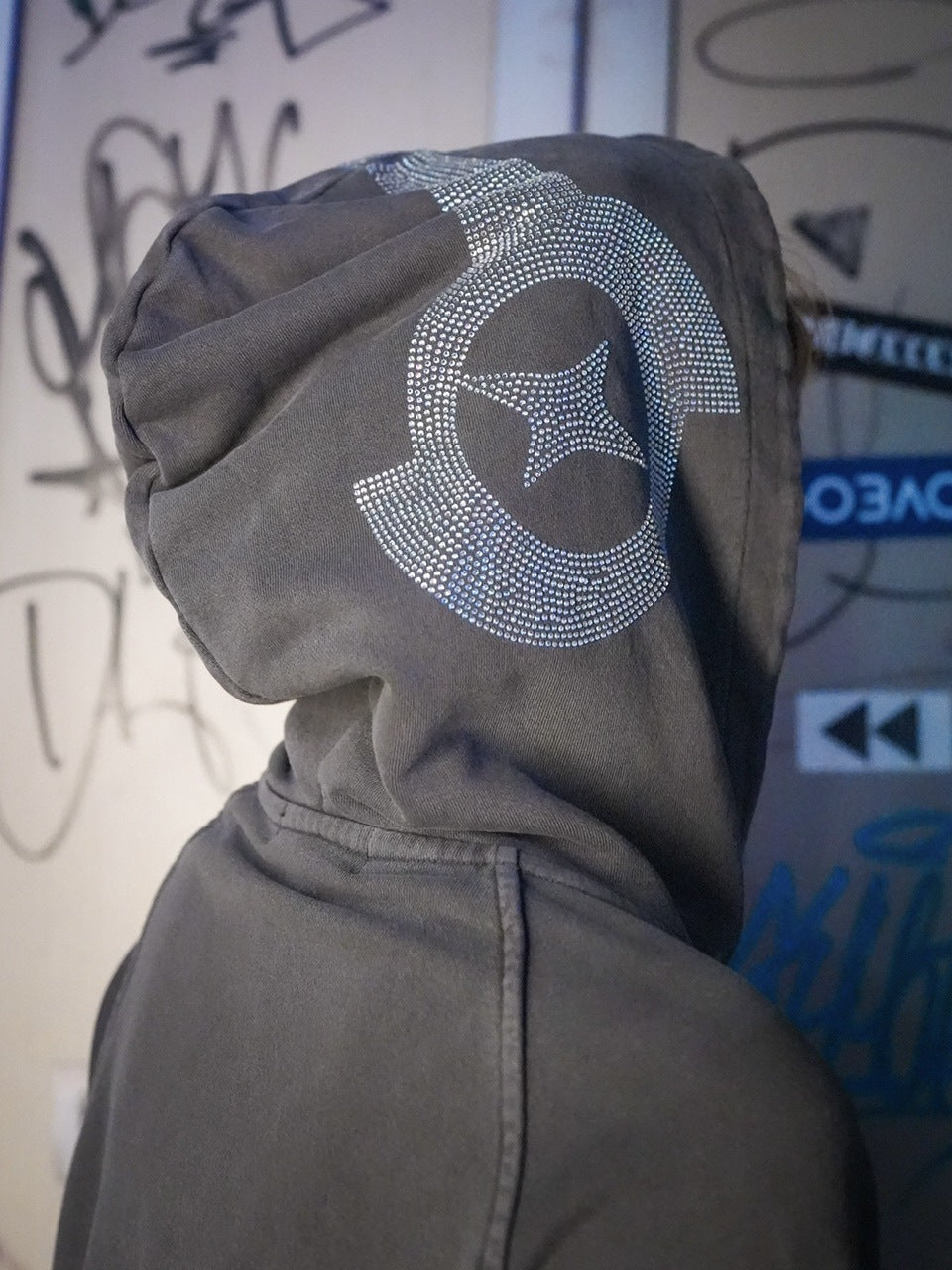 【NMTXU】rhinestone design zip parka / 【エヌエムティーエックスユー】ラインストーンデザインダブルジップパーカー