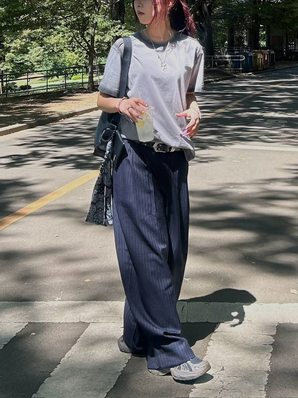 大阪店WEB限定受注制【Chikashitsu +】stripe tuck wide slacks (2color)