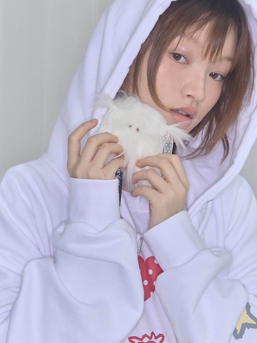 【FANCY X DUSTY】DEVIL & ANGEL PRINTED HOODED ZIP-UP / 【ファンシー X ダスティ】デビル＆エンジェルプリントフードジップパーカー