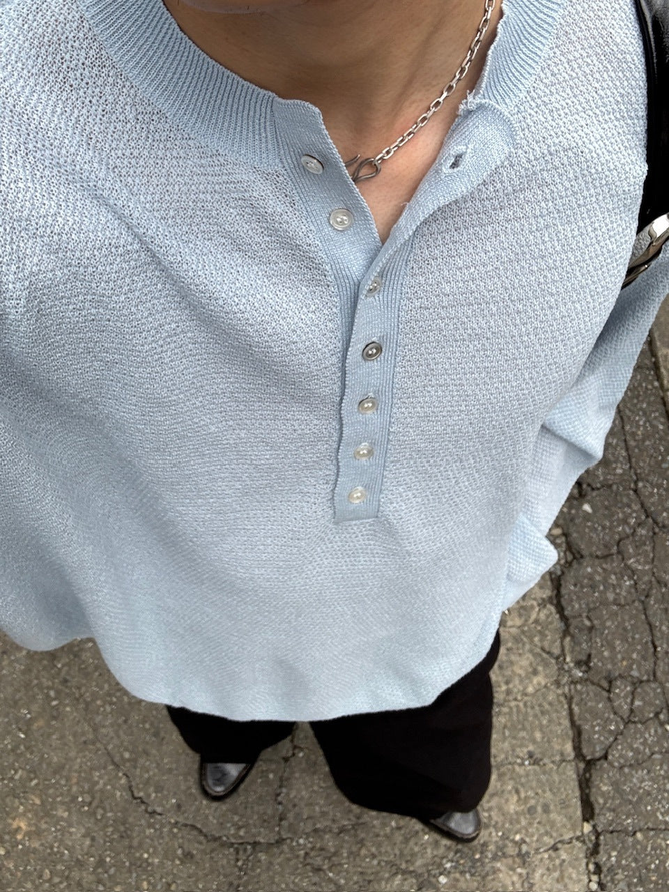 【Chikashitsu +】light touch henry neck knit / 【チカシツプラス】ライトタッチへンリーネックニット (3color)