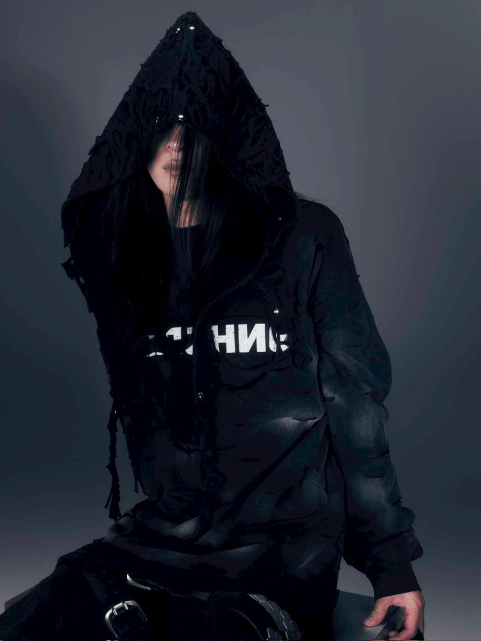 【DIG YOUR OWN GRAVE】WISH VOID L/S T-SHIRTS /【ディグユアオウングレイブ】ダメージレイヤードロゴ長袖Tシャツ