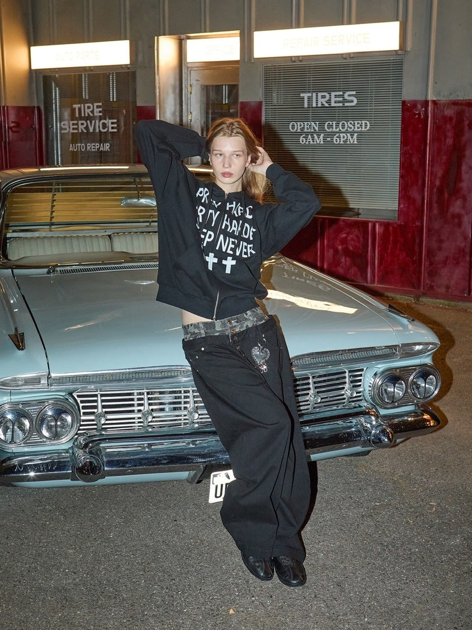 【OY】PRAY HARD HOODIE ZIP UP