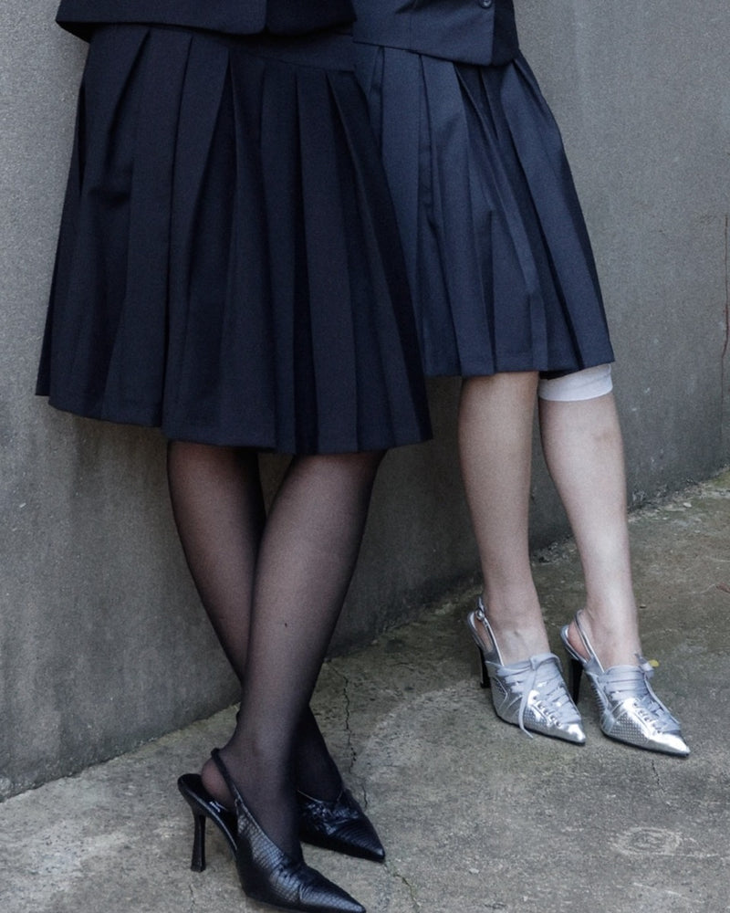 【FANCY CLUB】CLASSIC BUCKLE PLEATS MIDI SKIRT / 【ファンシークラブ】クラシックバックルプリーツミディスカート