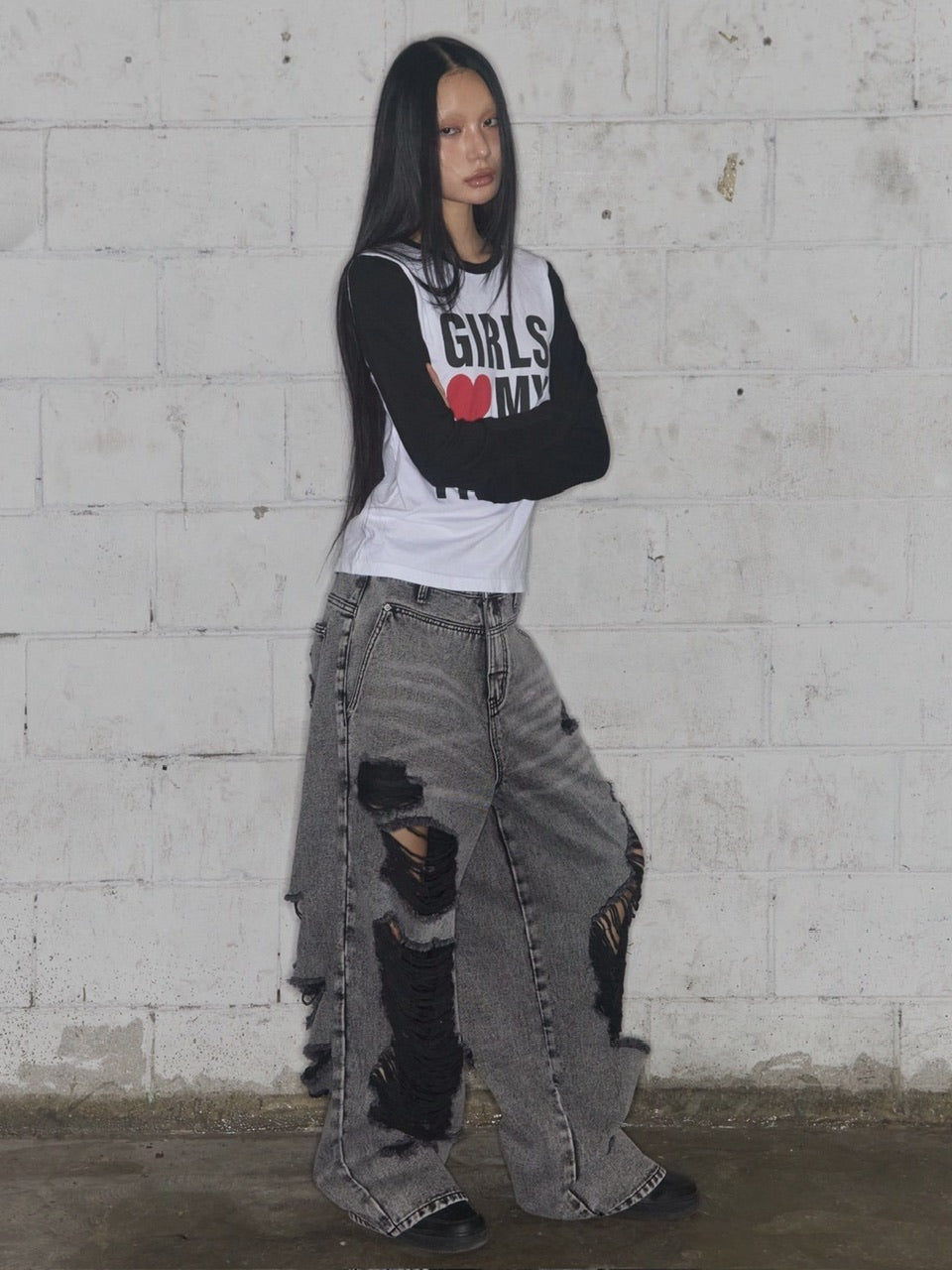 【FANCY CLUB】WASHED DAMAGE DENIM PANTS / 【ファンシークラブ】ウォッシュダメージデニムパンツ