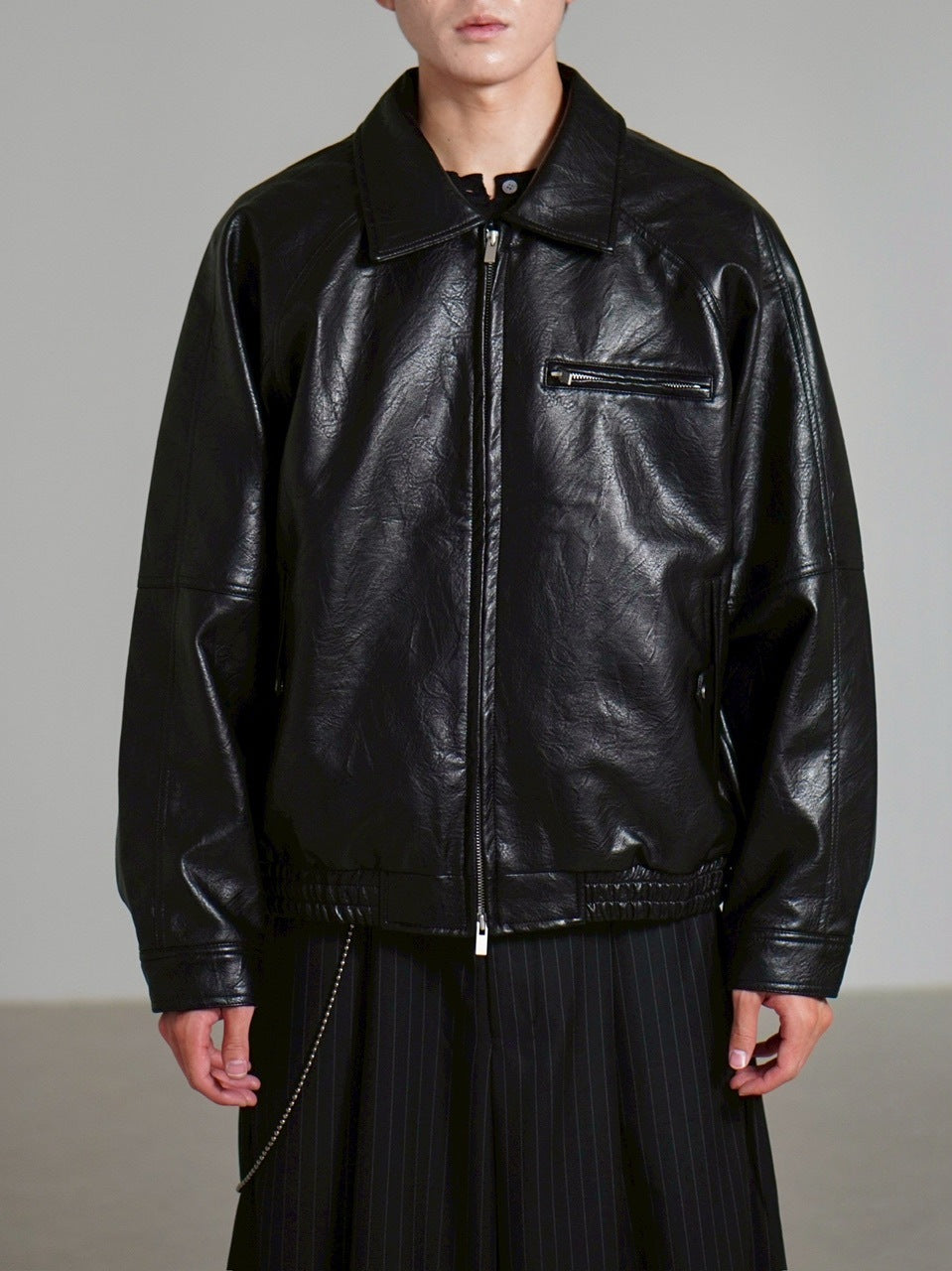 受注制【Chikashitsu +】bomber synthetic material jacket / 【チカシツプラス】ボンバーシンセティックマテリアルジャケット (2color)