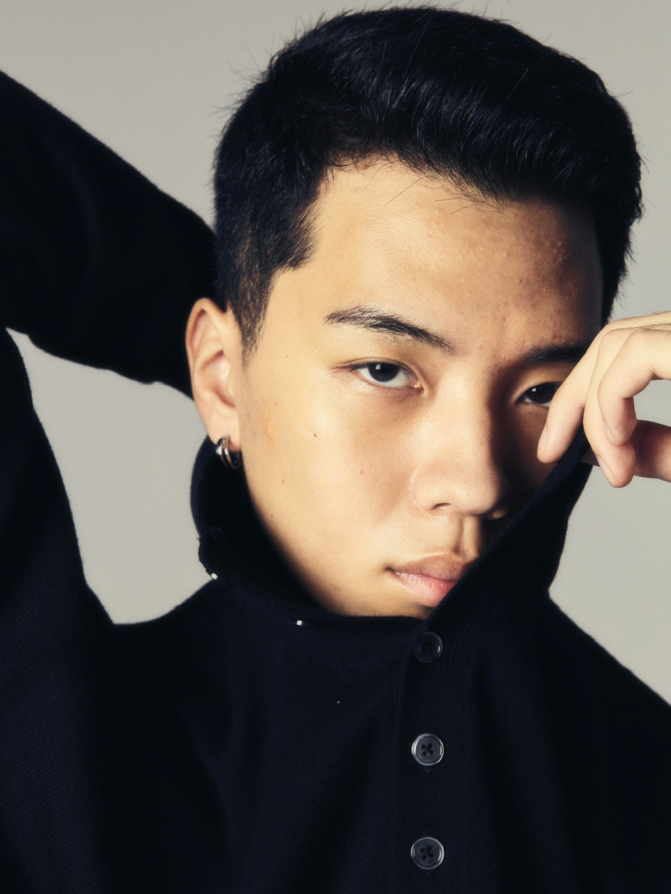 【CS】wool touch knit polo (black) / 【シーエス】ウールタッチニットポロ