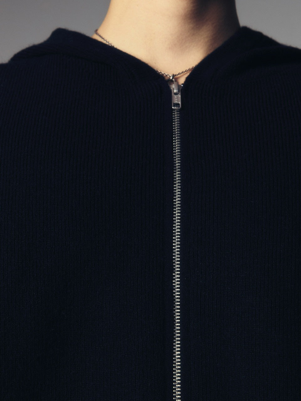 【CS】layered knit zip hoodie (black) / 【シーエス】レイヤードニットジップフーディー