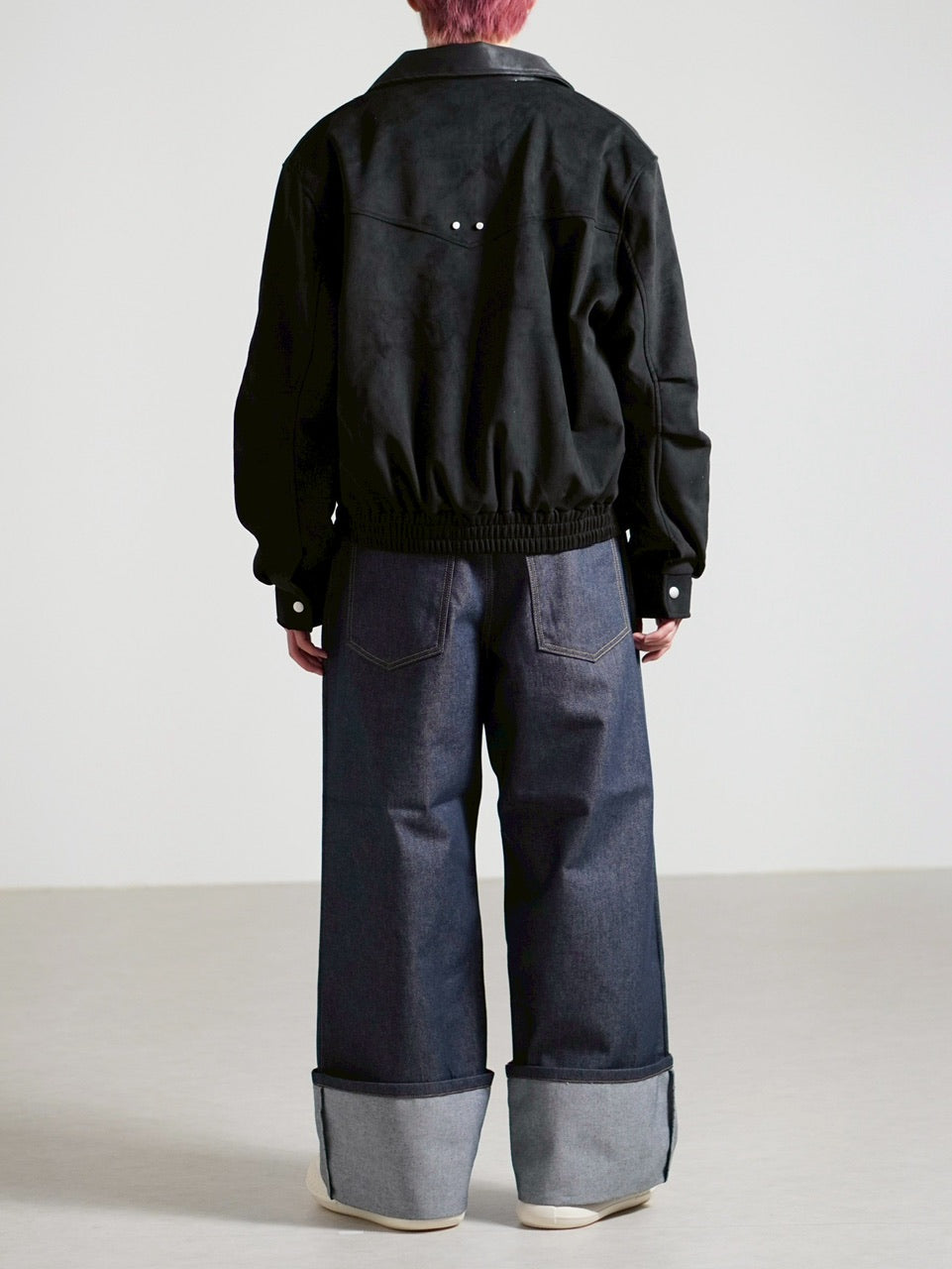 Chikashitsu +】suede contrast collar jacket / 【チカシツプラス