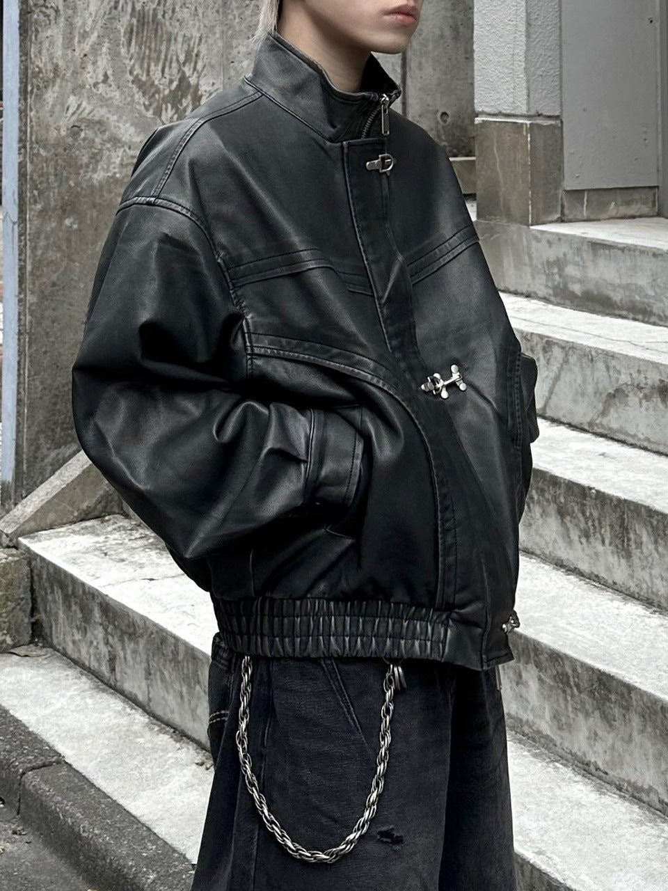 大阪店WEB限定受注制【Chikashitsu +】overfit fireman leather jacket / 【チカシツプラス】オーバーフィットファイアマンレザージャケット (2color)