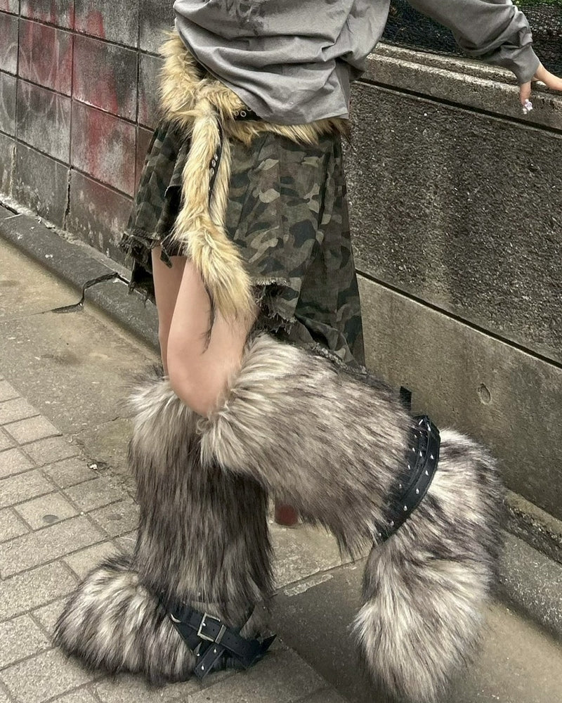 国際配送【Never mind the XU】belt fur boots /【エックスユードッグ】ベルトファーブーツ(2color)