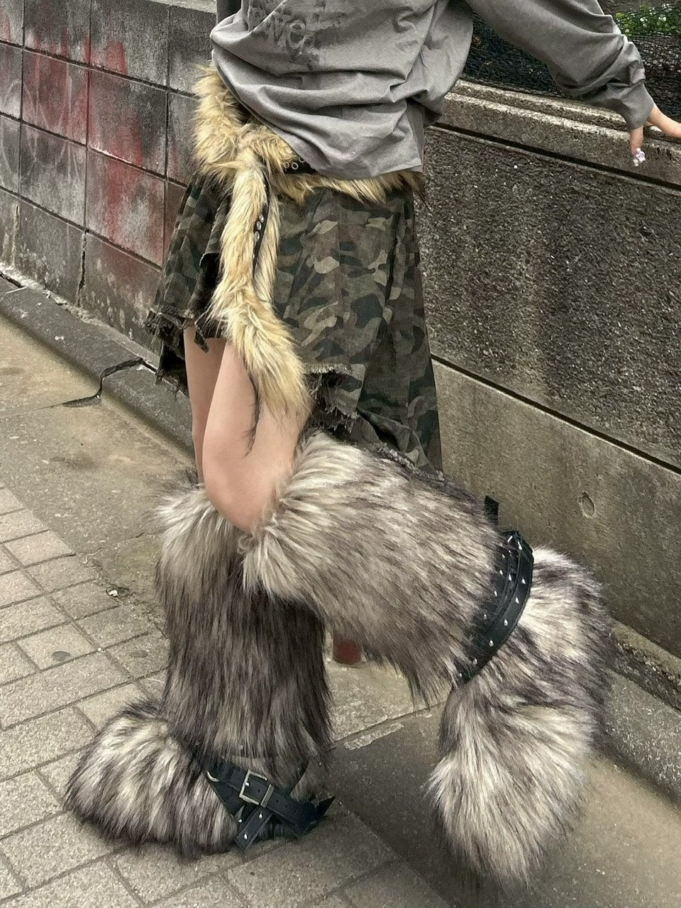 国際配送【Never mind the XU】belt fur boots /【エックスユードッグ】ベルトファーブーツ(2color)