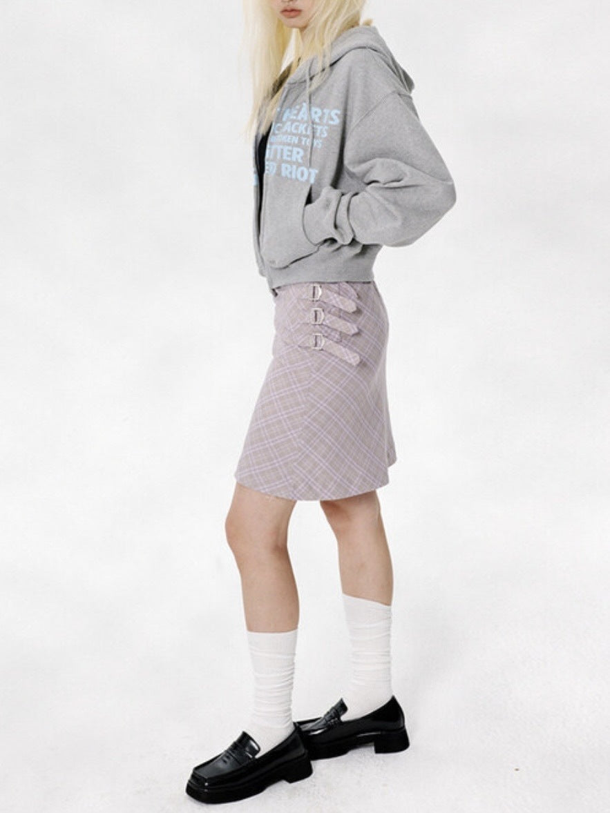 【runningHIGH】[RENEWAL] LETTERING CROP ZIP UP HOODIE / 【ランニングハイ】レタリングクロップジップアップパーカー