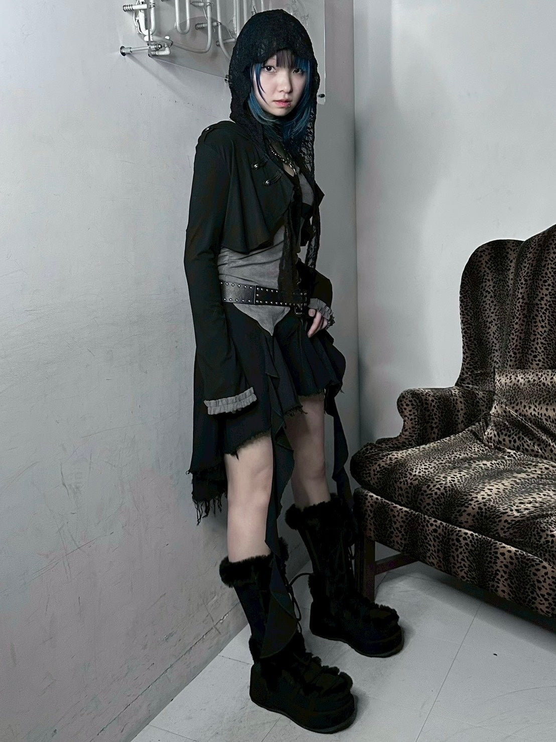 ブラウン、ブラック写真なし受注制【Never mind the XU】asymmetry skirt (3color)