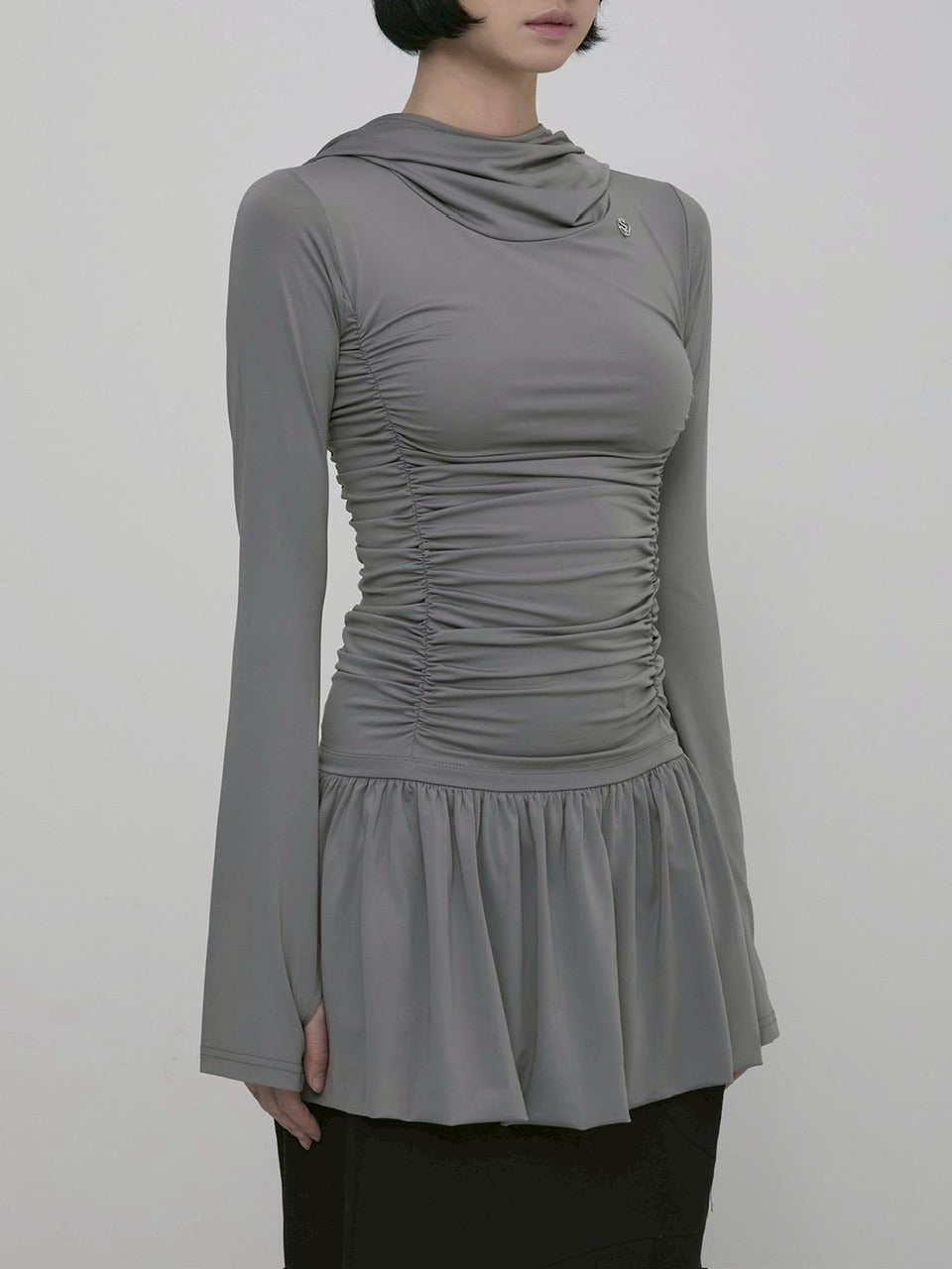 【FLAREUP】Hooded High Neck Long Dress / 【フレアアップ】フードハイネックロングドレス