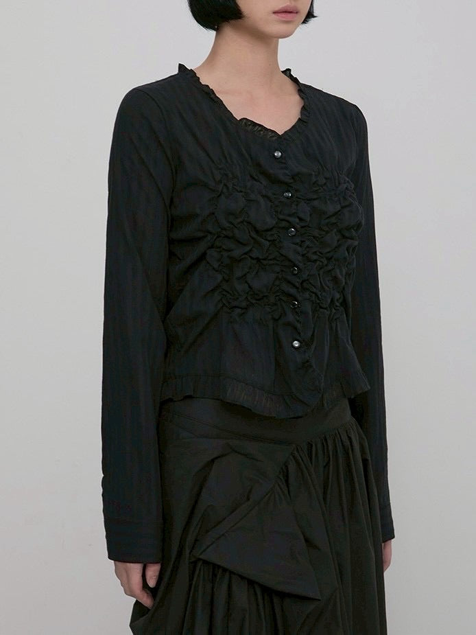 【FLAREUP】Saya Frill Puff Long Blouse / 【フレアアップ】サヤフリルパフロングシャツ