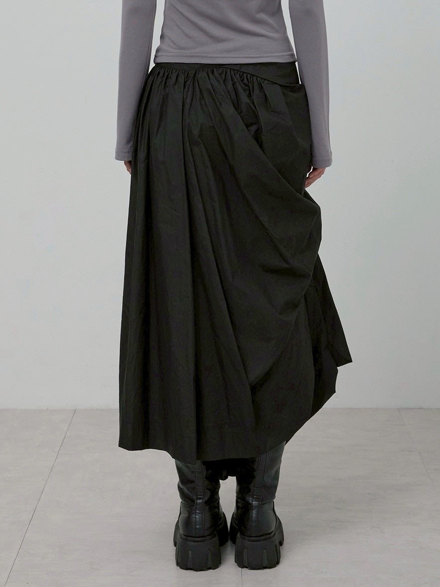 【FLAREUP】Asymmetrical Draped Layered Long Skirt / 【フレアアップ】アシンメトリードレープレイヤードロングスカート