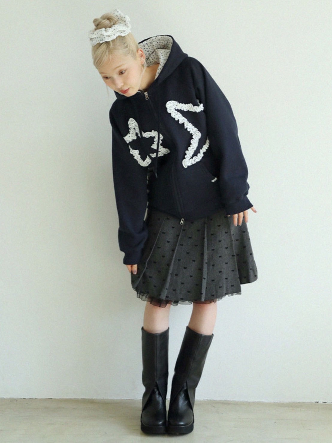 12/21 20:00 再販【Uglyshadow】FLOWER STAR HOODED ZIPUP