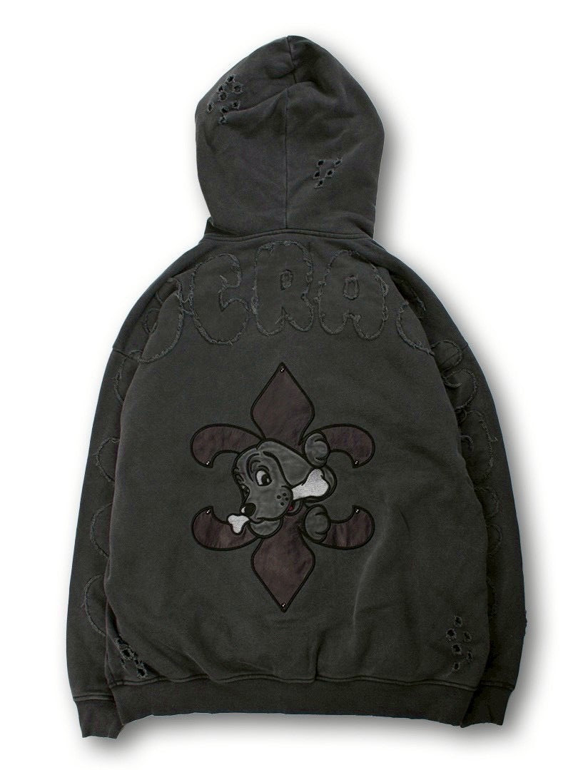 【GALFY】ぼろぼろロゴ百合の紋パーカー