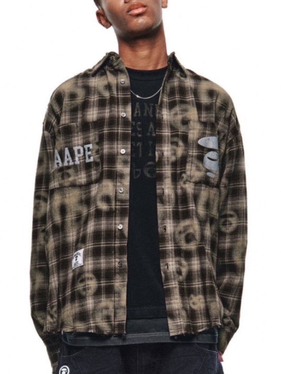 【AAPE X NOMANUAL】AAPE X NOMANUAL SPRAYED SYMBOL CHECK SHIRT