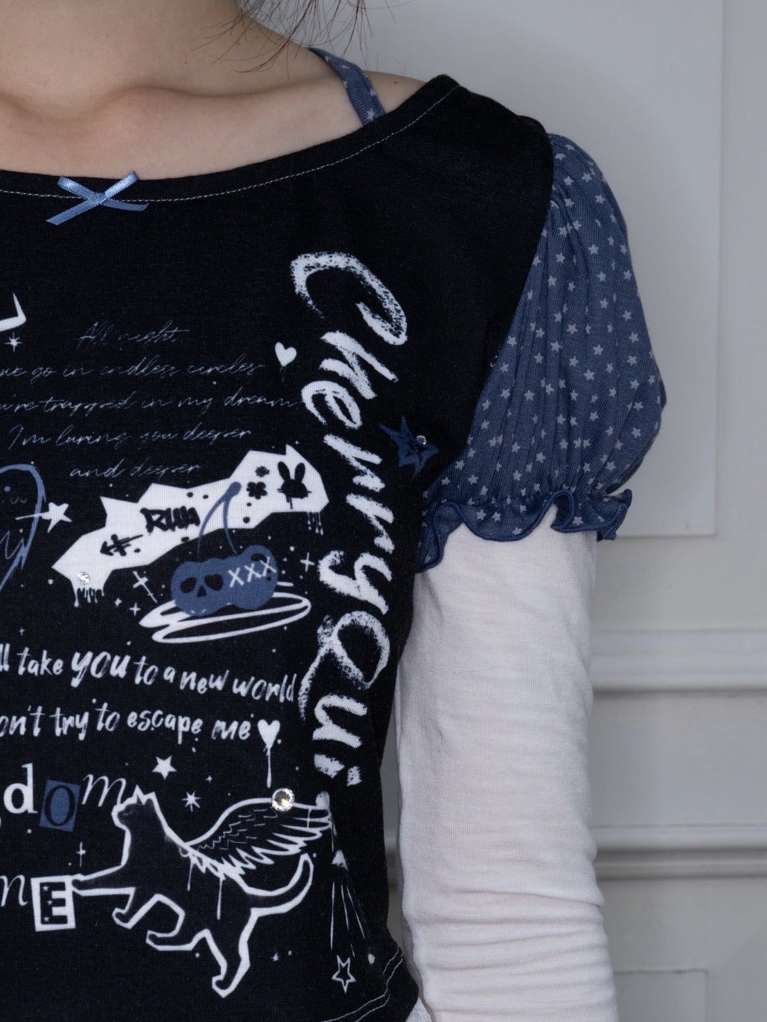 1/2 20:00発売【CHERRYQUIRI】graffy starry puffy sleeve