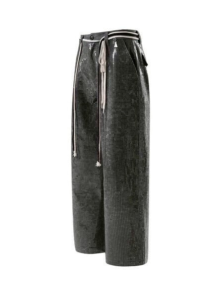 【The Boy Has No Patience】Transparent Pressed French Work Pants / 【ザボーイハズノーペーシェンス】ベルトストリングデニムパンツ