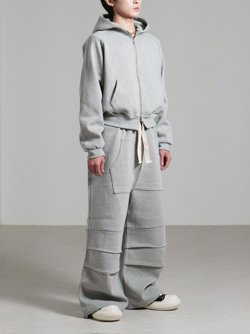 受注制【Chikashitsu +】heavy weight cotton design sweat pants / 【チカシツプラス】ヘビーウェイトコットンデザインスウェットパンツ (3color)