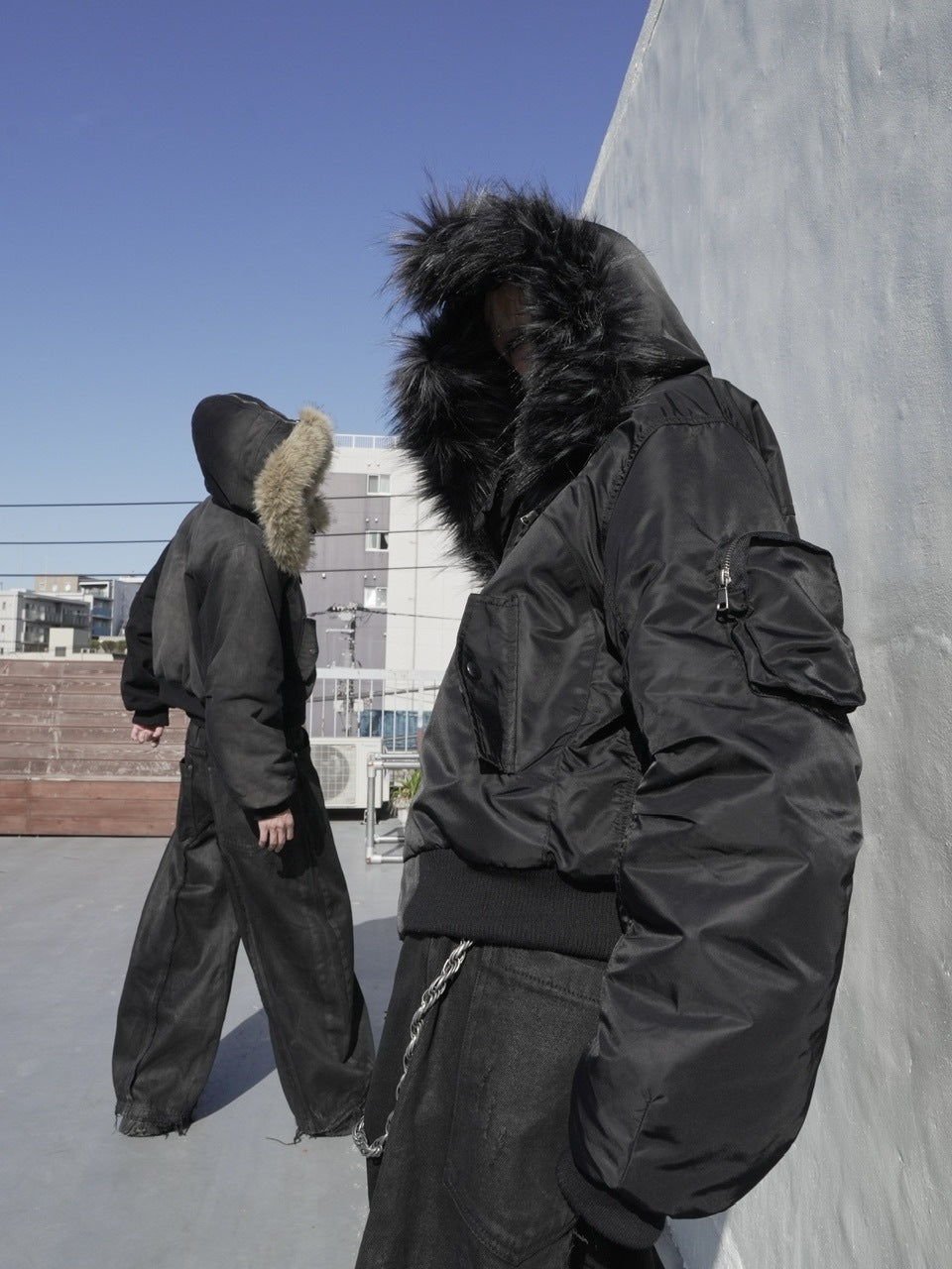 【CHIKASHITSU PLUS HIGH】N-2B cropped hood blouson (nylon)