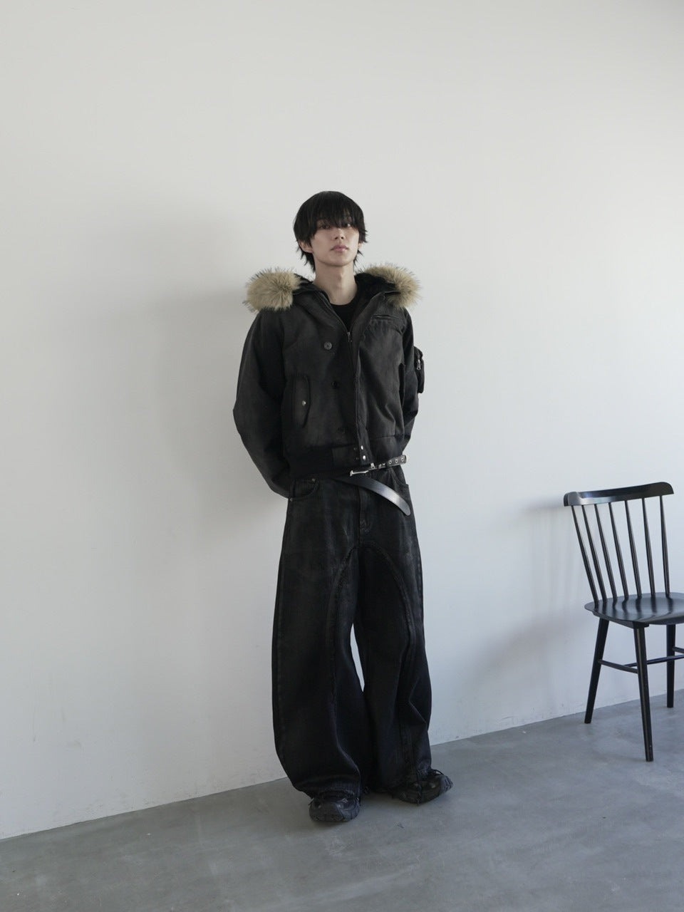 【CHIKASHITSU PLUS HIGH】Washed coating denim pants