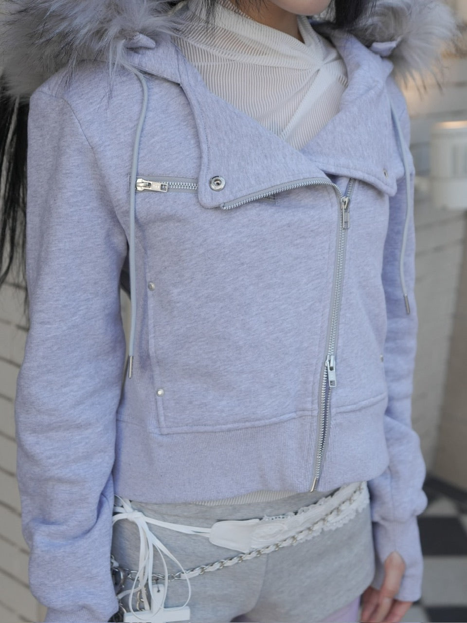 12/20 20:00発売【NOT KNOWING】RIDER FUR HOOD ZIP UP /【ノットノーイング】ライダーファーフードジップアップスウェット