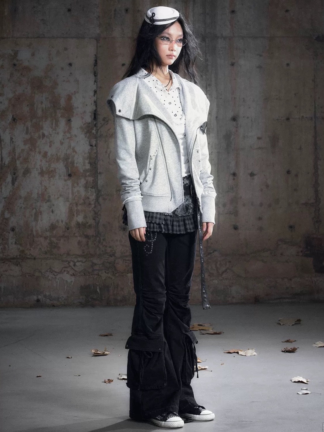 【Cest Nous】Studded Hoodie / 【セヌー】オープンカラースタッズジップパーカー