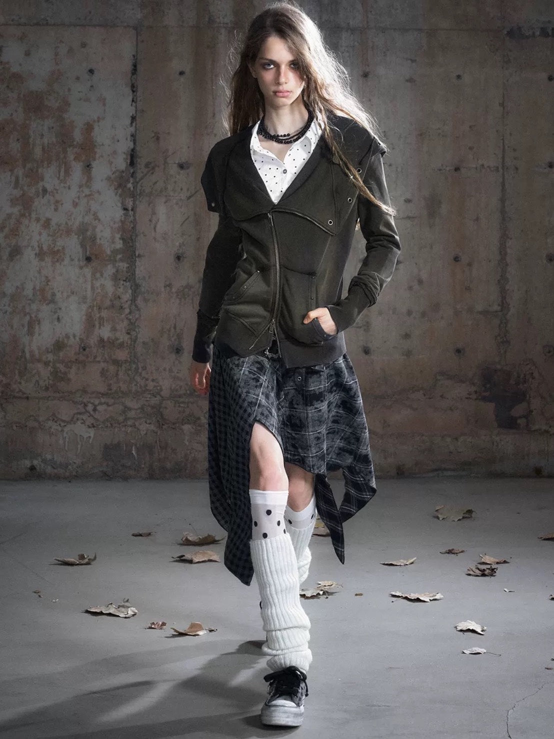 【Cest Nous】Belted Plaid Skirt / 【セヌー】ベルトアシンメトリースカート