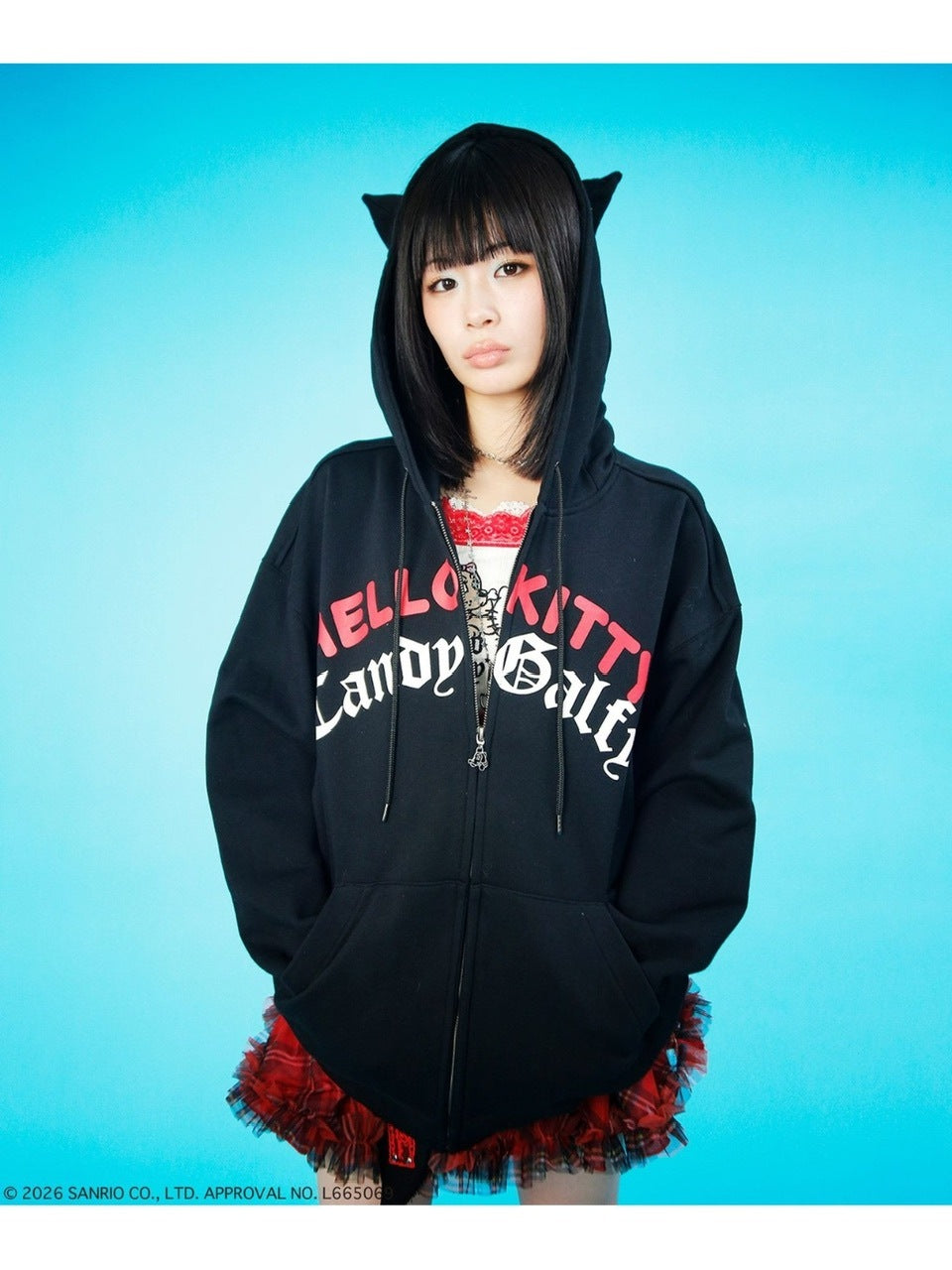 【GALFY×KITTY】仲子パーカー / 【ガルフィー×キティー】キティ猫耳ジップアップパーカー