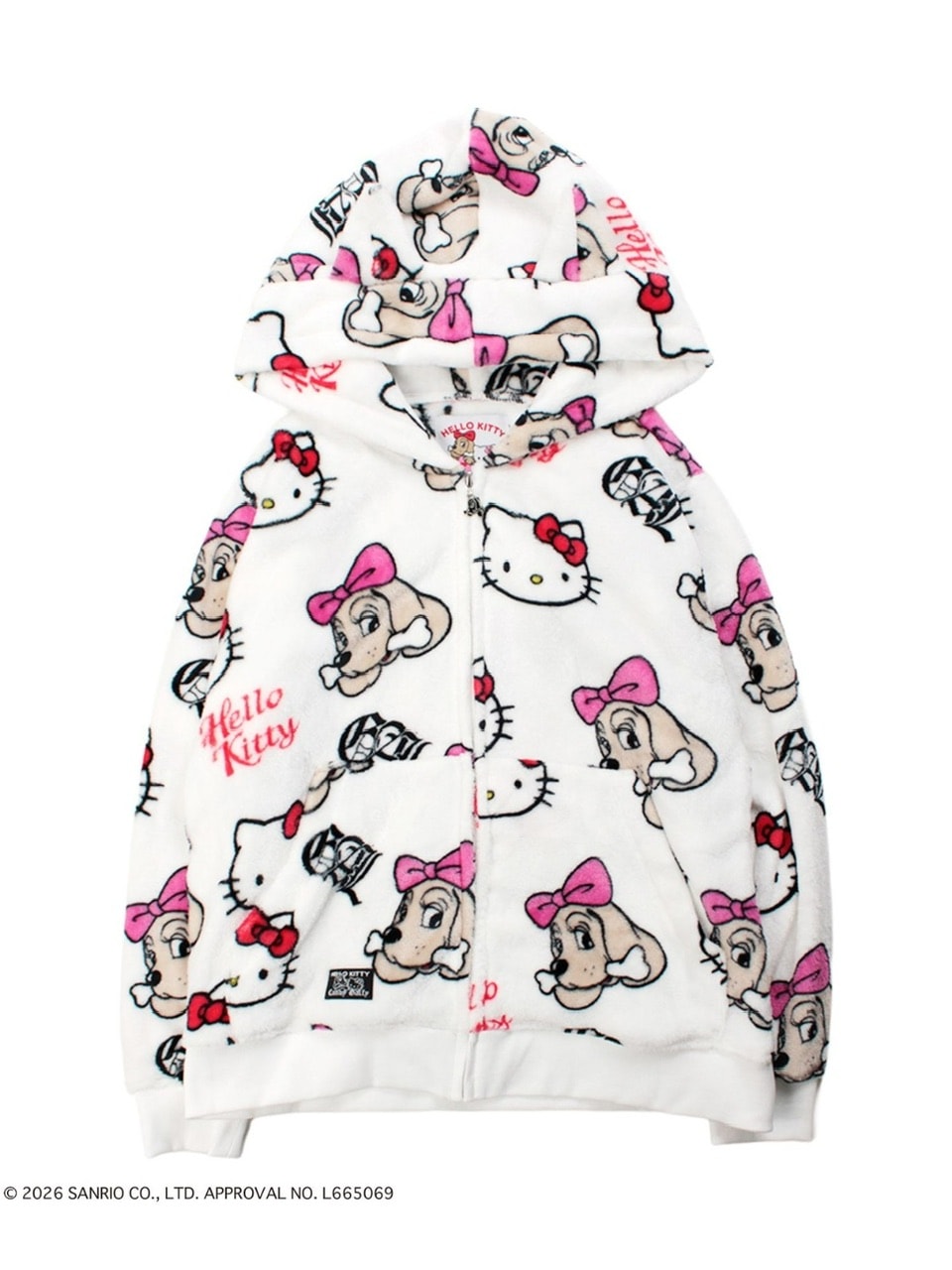 【GALFY×KITTY】ラブリーふわもこ3ピースSET UP / 【ガルフィー×キティー】総柄猫耳３ピースセットアップ