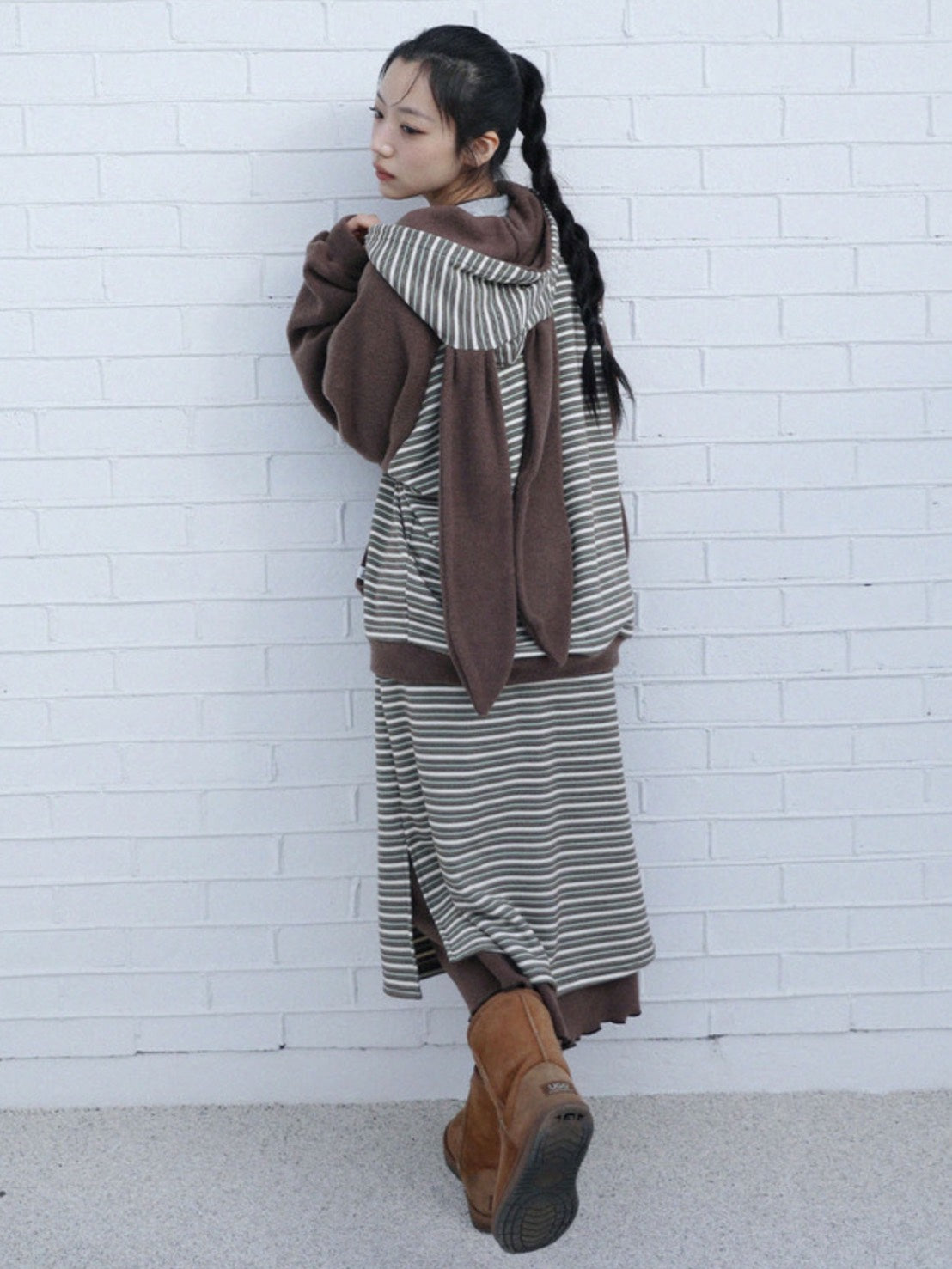 12/21 20:00 発売【Uglyshadow】STRIPED LAYERED SKIRT