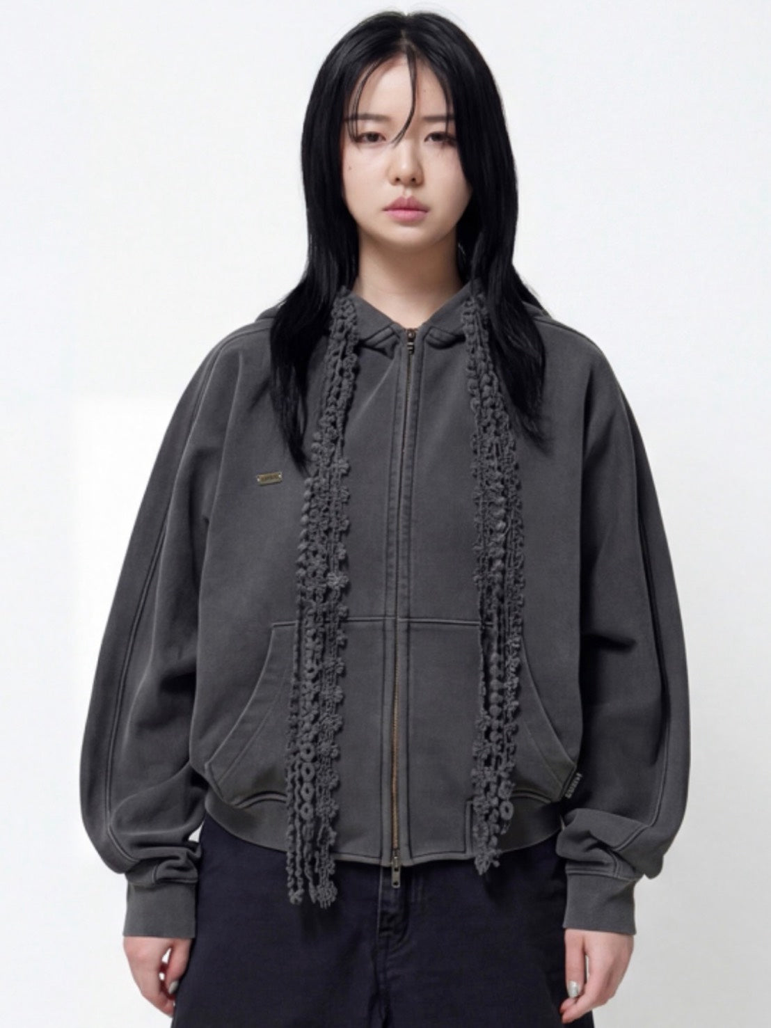 着画、物撮りまだ【AJOBYAJO】Laced Multi-Drawstring Zip-Up Hoodie