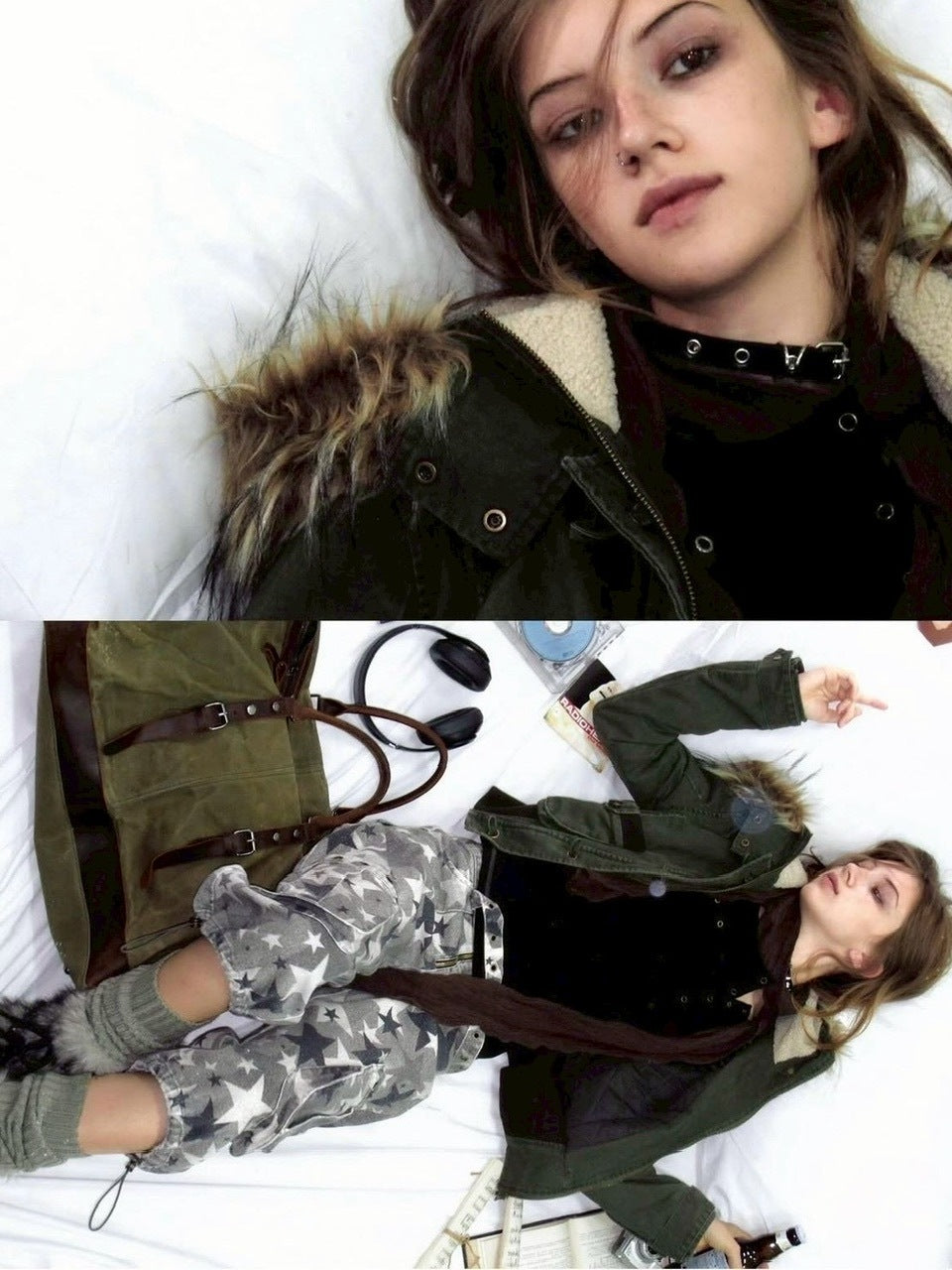 【Cest Nous】Military green washed jacket / 【セヌー】ファーフードミリタリージャケット