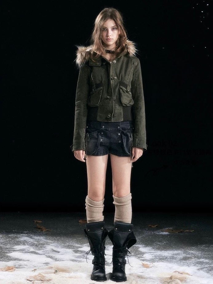 【Cest Nous】Bloom-style denim shorts / 【セヌー】レースアップリベットショートデニムパンツ