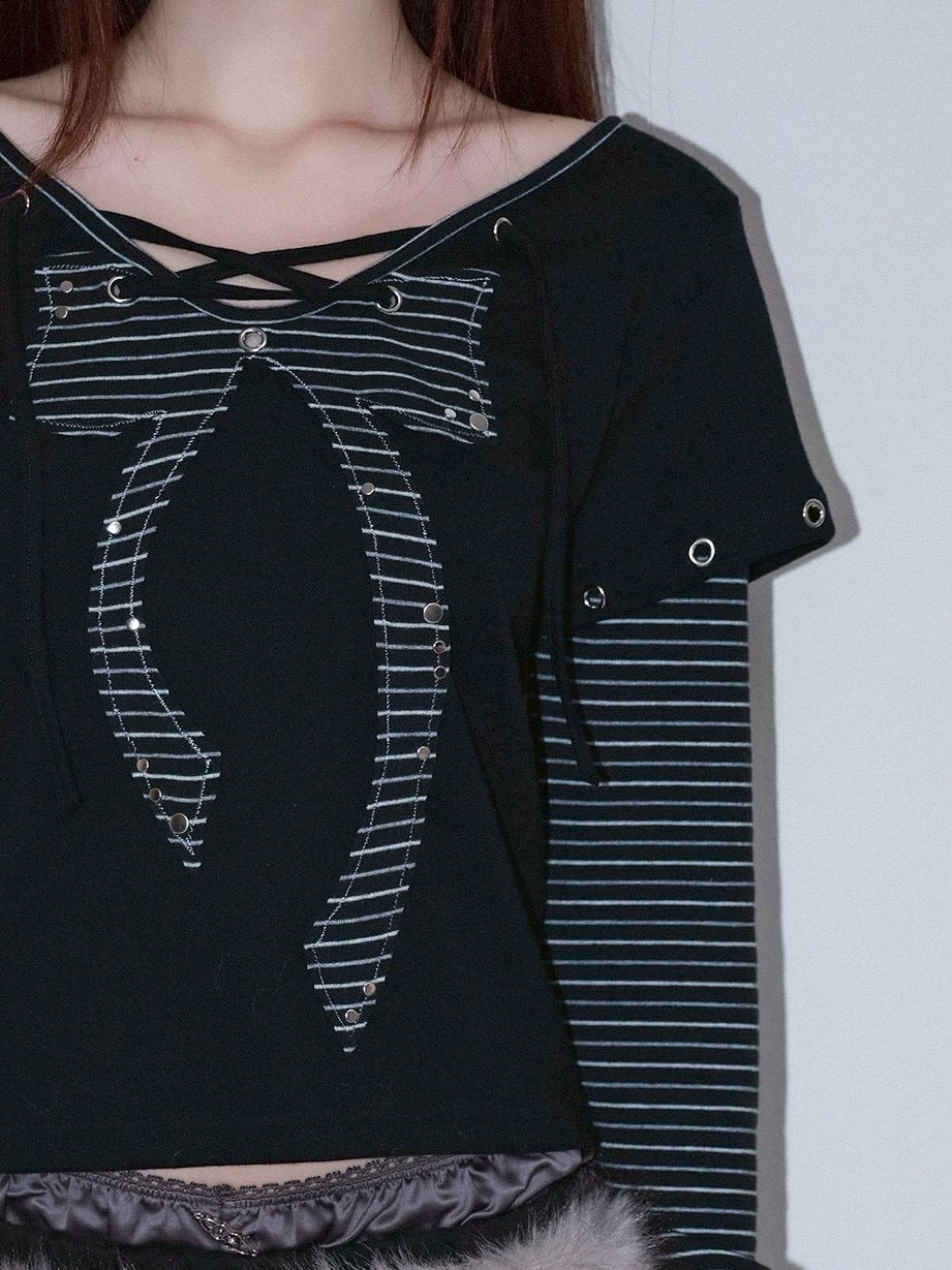 1/2 20:00発売【CHERRYQUIRI】punky bow layered tee