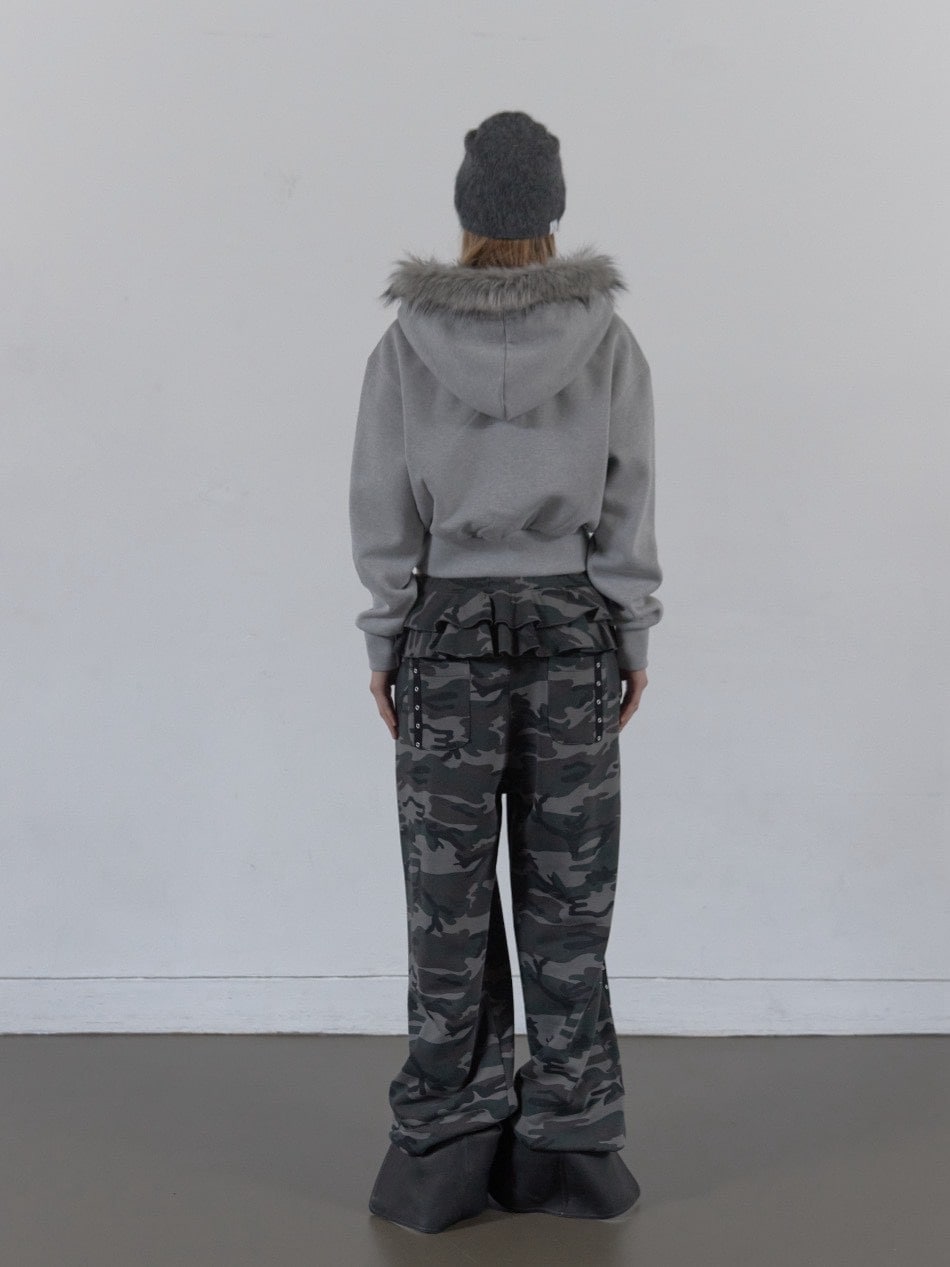 【SETUP‐EXE】FUR TRIMMING HOODED ZIP-UP / 【セットアップエグゼ】ファーフードジップアップパーカー