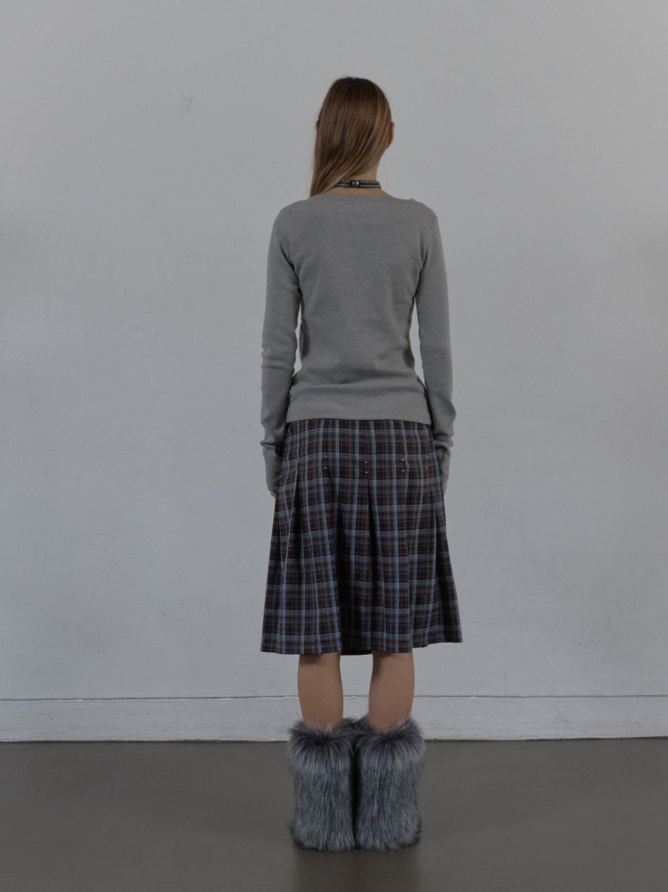 【SETUP‐EXE】STAR BUTTON TOP / 【セットアップエグゼ】ラインストーンボタン長袖Tシャツ