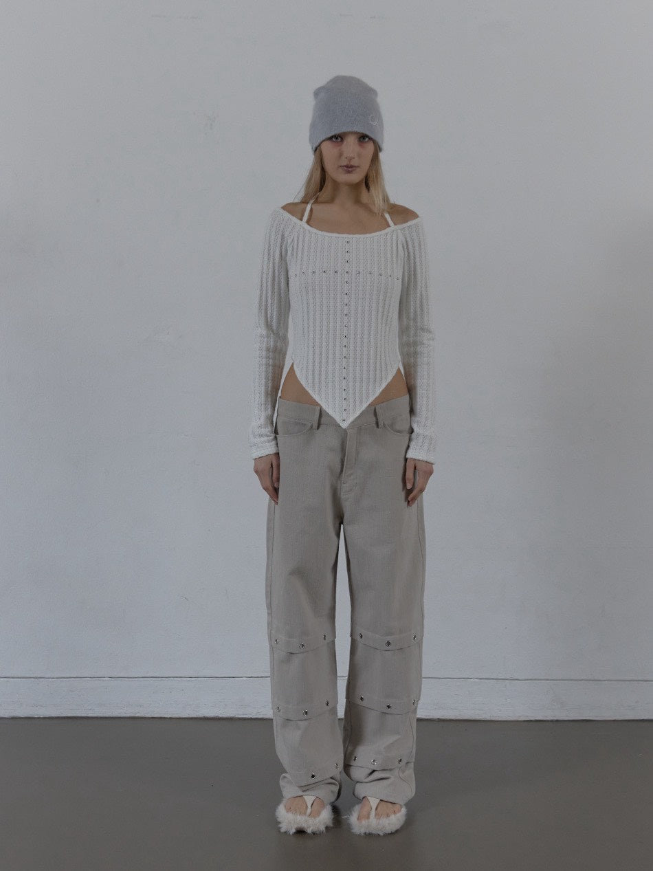 【SETUP‐EXE】WESTERN CROSS TOP / 【セットアップエグゼ】クロスオフショル長袖Tシャツ