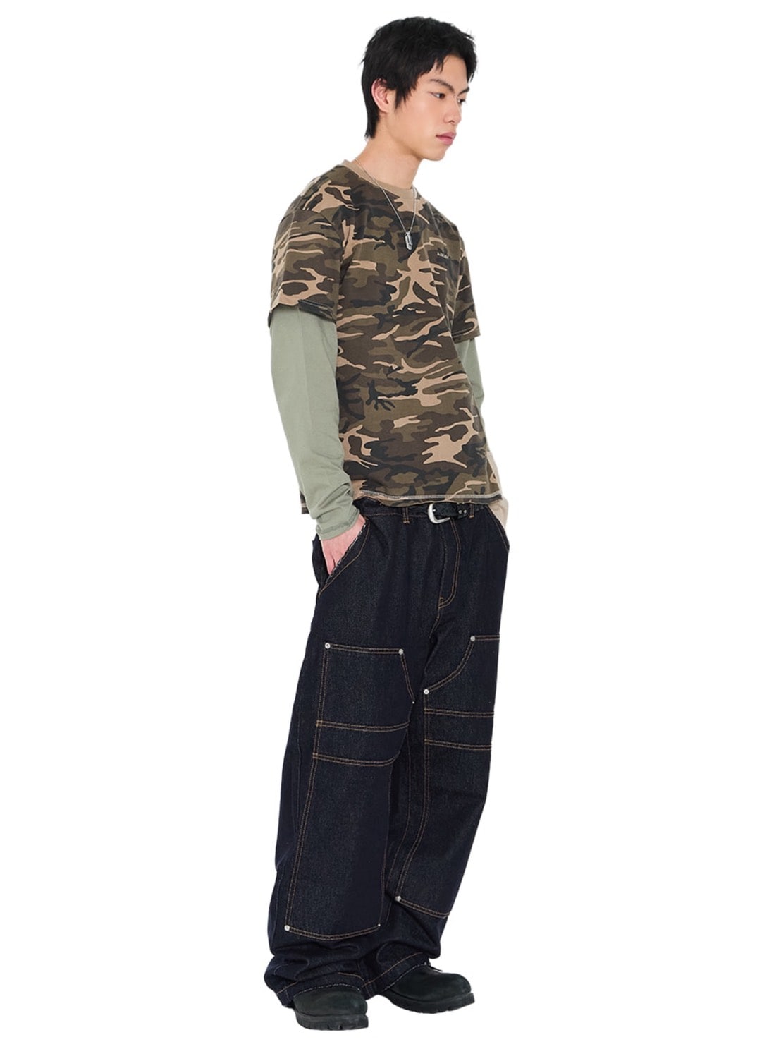 【AAKAM】Camouflage layered Long Sleeve